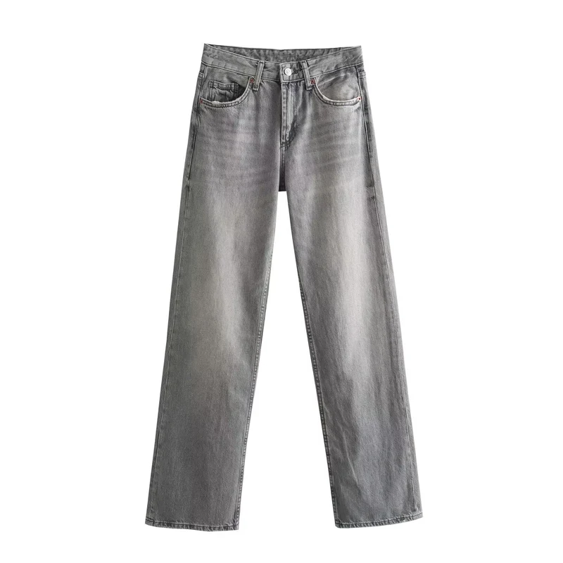 Damen Highwaist-Jeans mit geradem Bein, Five‑Pocket‑Schnitt und Vintage‑Waschung Nord Taschen