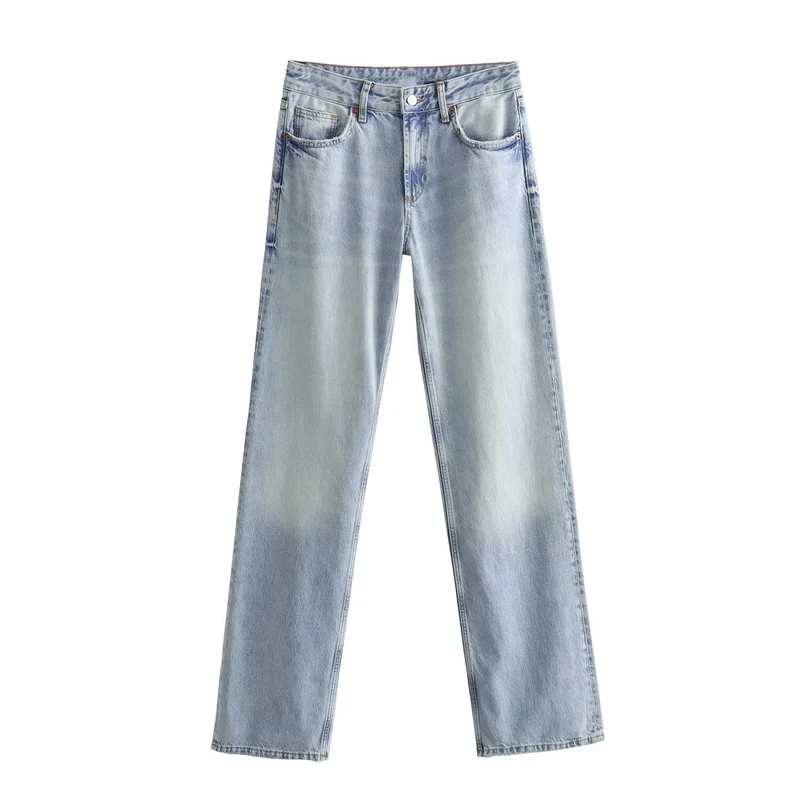 Damen Highwaist-Jeans mit geradem Bein, Five‑Pocket‑Schnitt und Vintage‑Waschung Nord Taschen