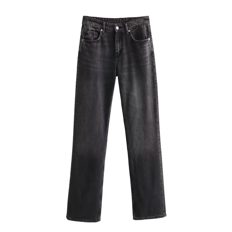 Damen Highwaist-Jeans mit geradem Bein, Five‑Pocket‑Schnitt und Vintage‑Waschung Nord Taschen