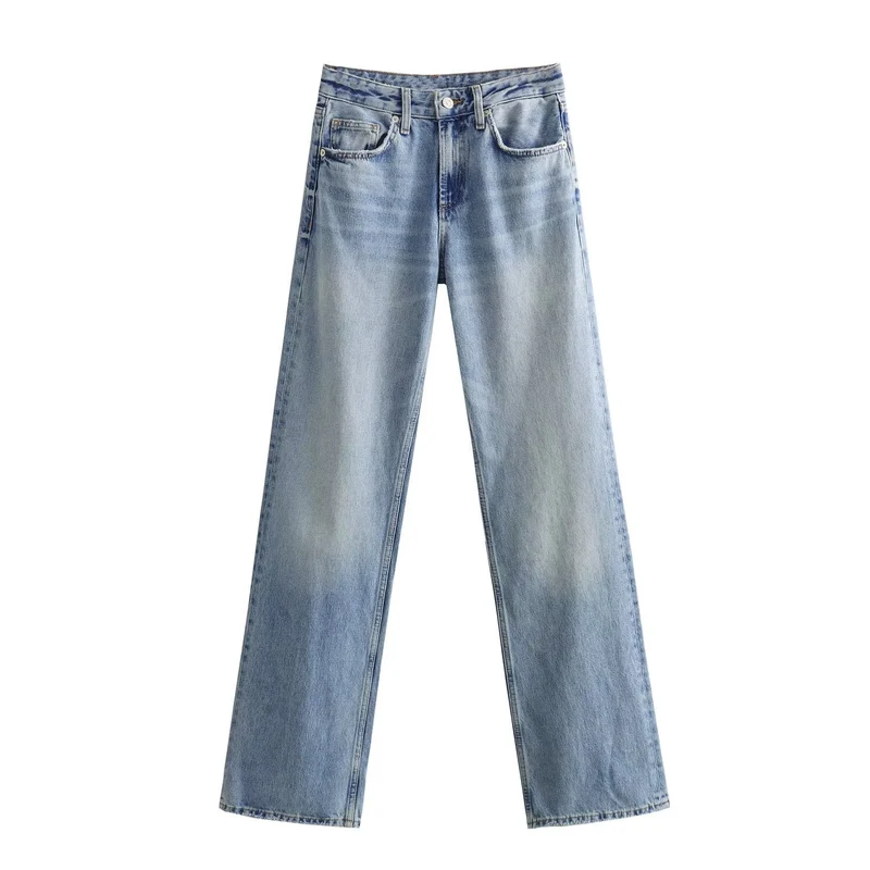 Damen Highwaist-Jeans mit geradem Bein, Five‑Pocket‑Schnitt und Vintage‑Waschung Nord Taschen