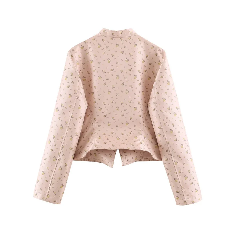 Damen Cropped Satin-Jacke im Militärstil mit dekorativem Froschbesatz Nord Taschen