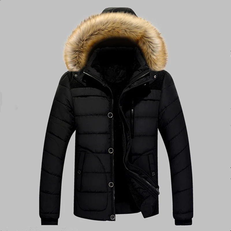 Herren Gefütterte Stepp-Expeditionsjacke mit Kunstfellkapuze und Frontmix-Taschen Nord Taschen