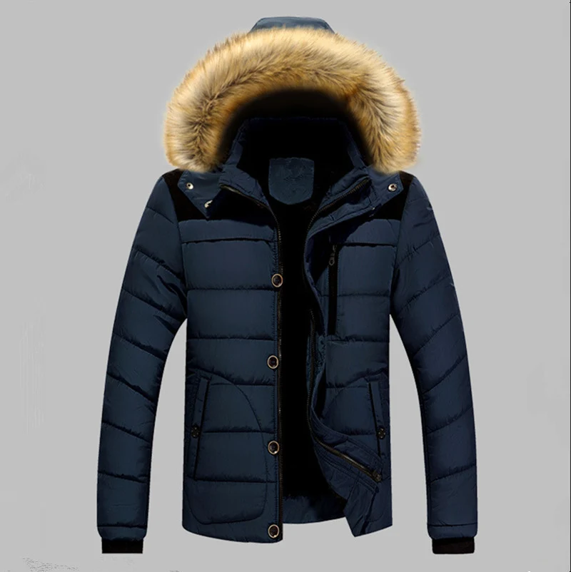 Herren Gefütterte Stepp-Expeditionsjacke mit Kunstfellkapuze und Frontmix-Taschen Nord Taschen