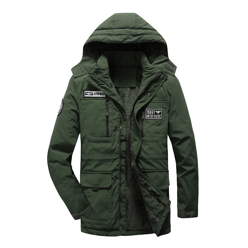 Herren gefütterte Militärparka mit Kapuze, Thermo-Fütterung und Multifunktionstaschen Nord Taschen
