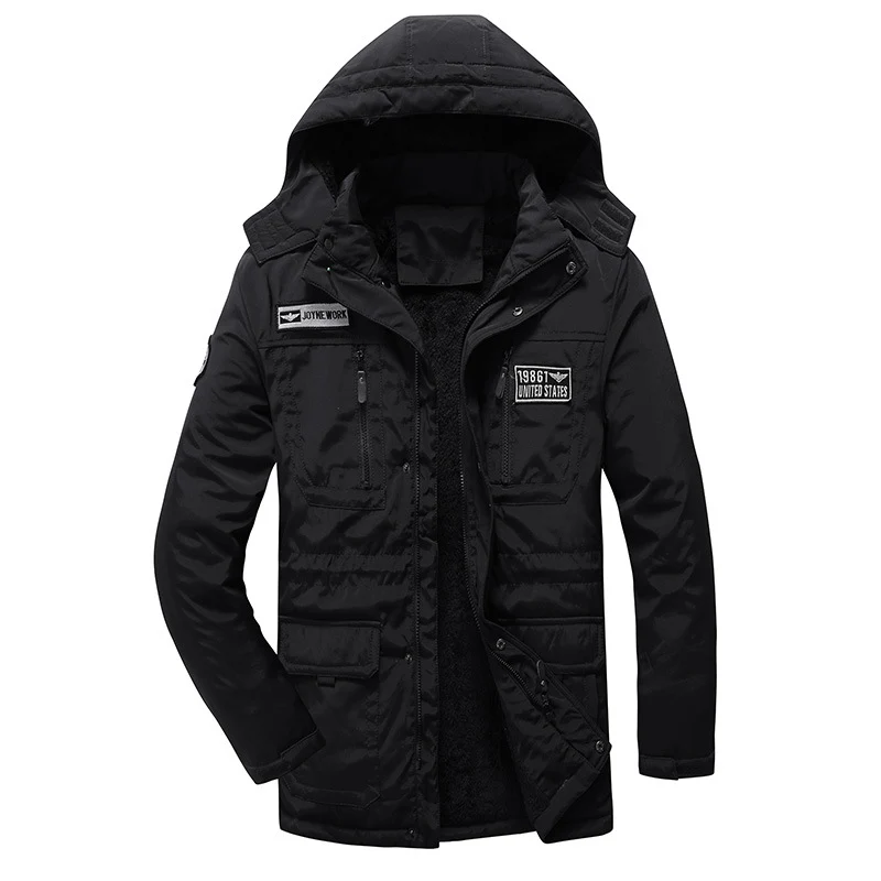 Herren gefütterte Militärparka mit Kapuze, Thermo-Fütterung und Multifunktionstaschen Nord Taschen