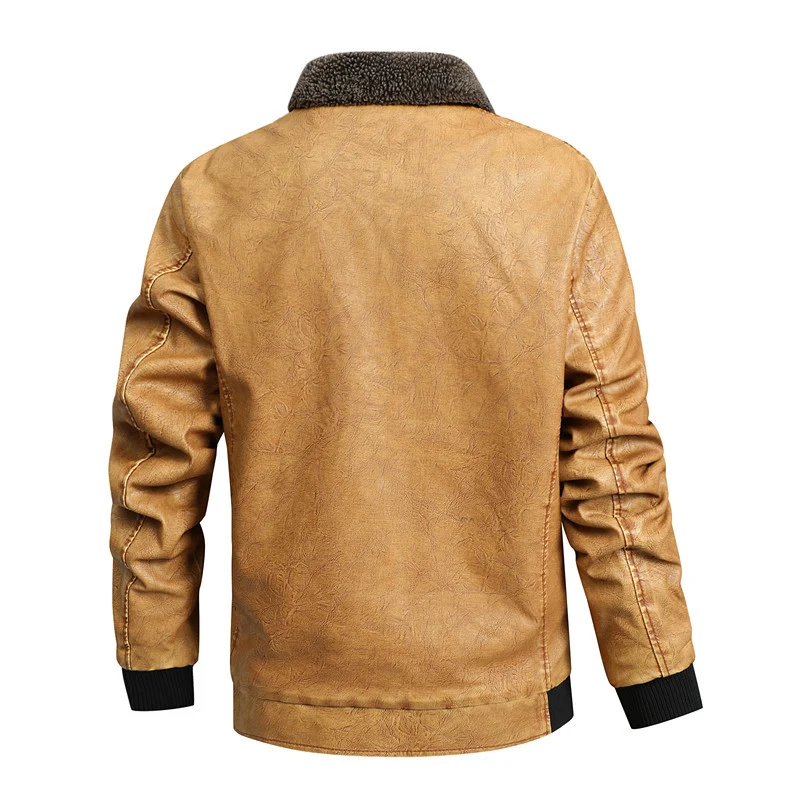 Herren Gefütterte Kunstleder-Fliegerjacke mit Teddyfutter und Rippenbündchen Nord Taschen