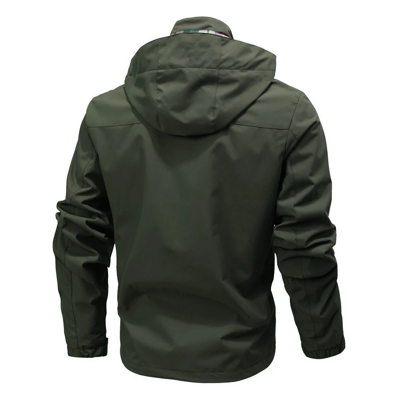 Herren Funktionsjacke mit Kapuze, Utility-Taschen und kariertem Futter Nord Taschen