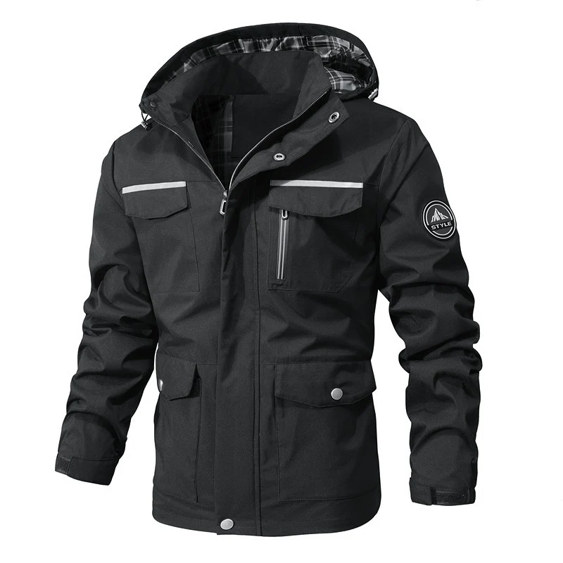 Herren Outdoor-Fieldparka mit wasserabweisender Außenhülle kariertem Innenfutter und reflektierenden Details Nord Taschen