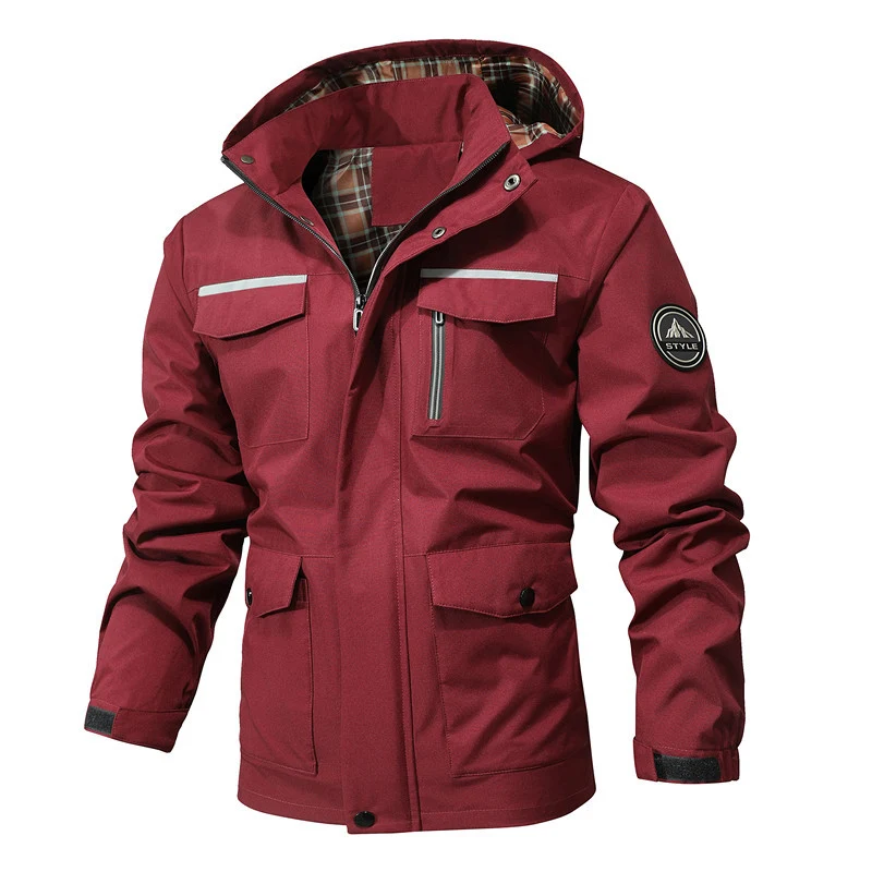 Herren Outdoor-Fieldparka mit wasserabweisender Außenhülle kariertem Innenfutter und reflektierenden Details Nord Taschen