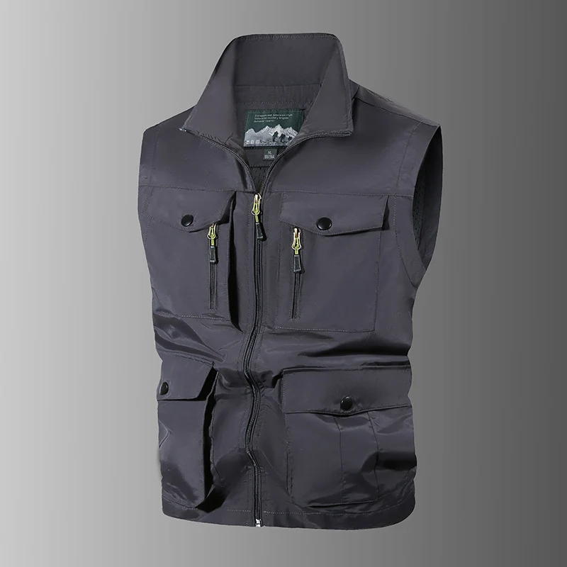 Herren Multifunktions-Outdoorweste mit Mehrfachtaschen und Stehkragen Nord Taschen