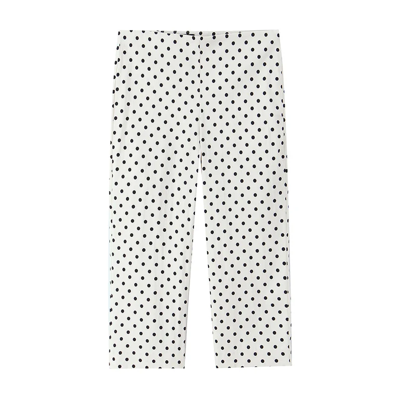 Damen Cropped-Palazzohose mit hoher Taille, weitem Bein und Punktemuster Nord Taschen