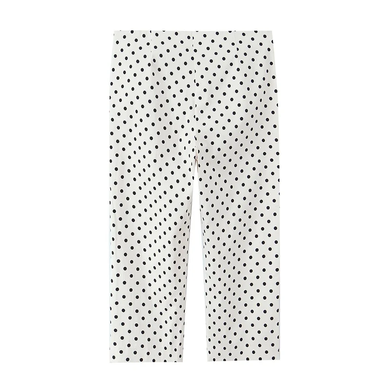 Damen Cropped-Palazzohose mit hoher Taille, weitem Bein und Punktemuster Nord Taschen
