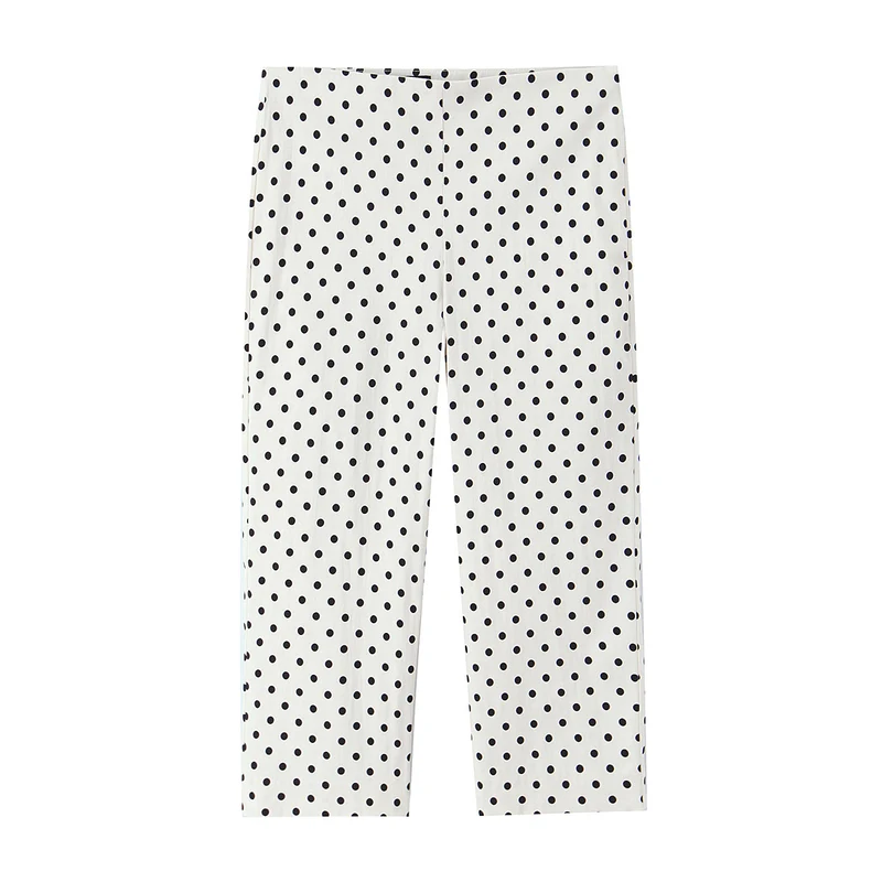 Damen Cropped-Palazzohose mit hoher Taille, weitem Bein und Punktemuster Nord Taschen