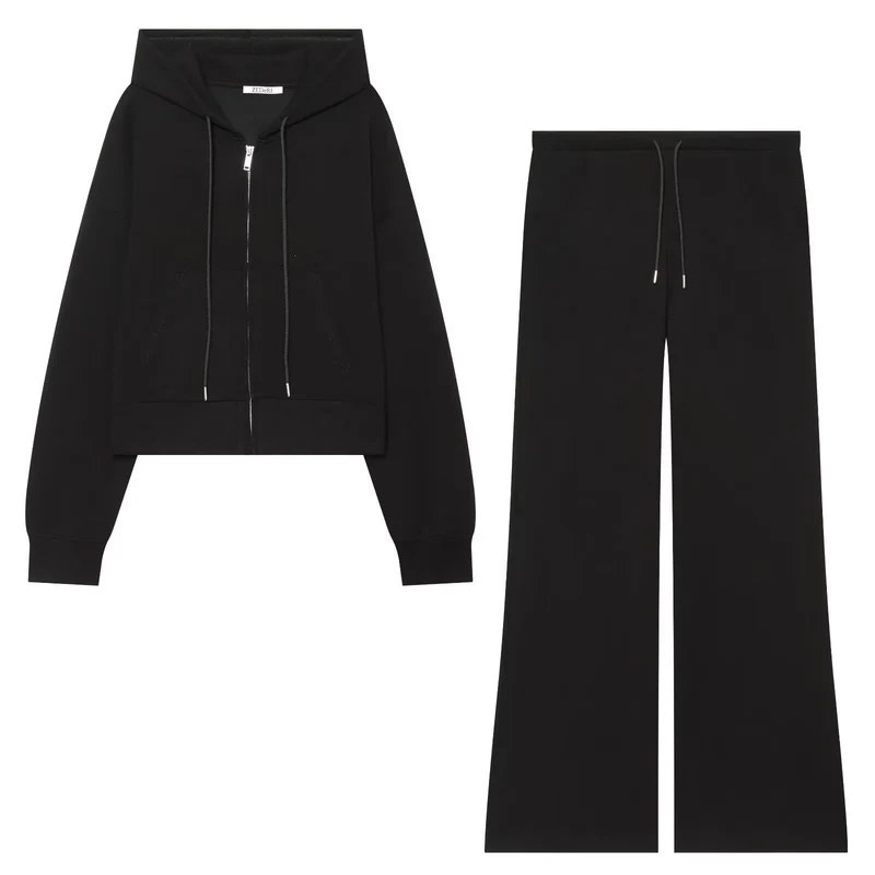 Damen Cropped Kapuzen‑Sweatjacke mit durchgehendem Reißverschluss und Kängurutasche Nord Taschen