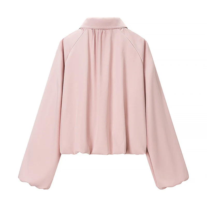 Damen Cropped-Jacke mit drapierter Vorderpartie, Reißverschluss und Ballonärmeln Nord Taschen