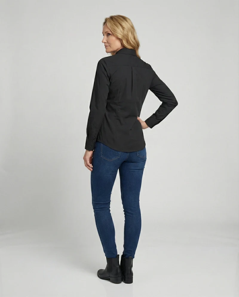 Taillierte Hemdbluse Damen mit Kentkragen