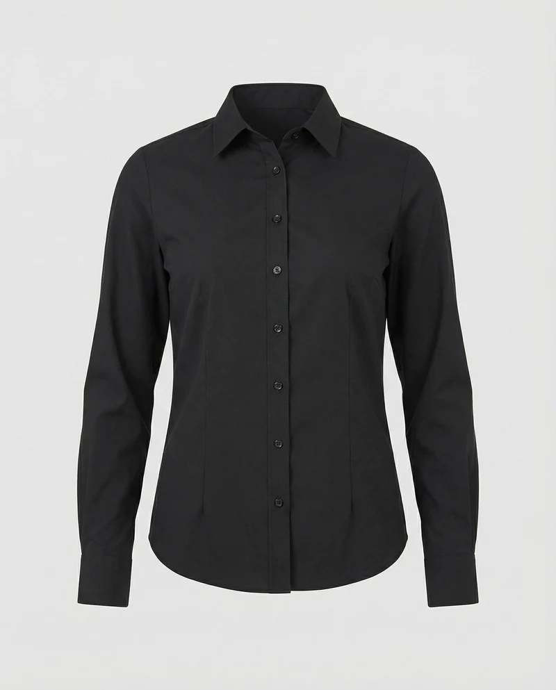 Taillierte Hemdbluse Damen mit Kentkragen