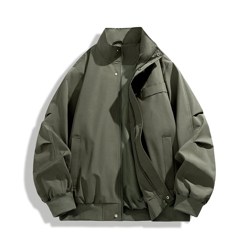 [Herren Oversize Utility Bomberjacke mit hohem Kragen und Rippbündchen Nord Taschen]