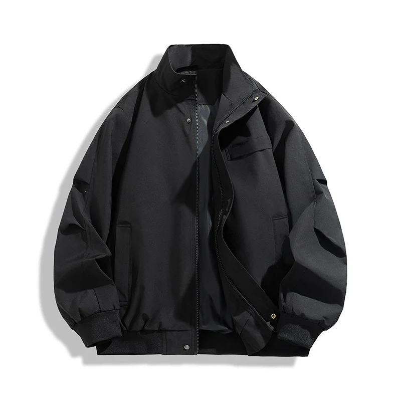 [Herren Oversize Utility Bomberjacke mit hohem Kragen und Rippbündchen Nord Taschen]