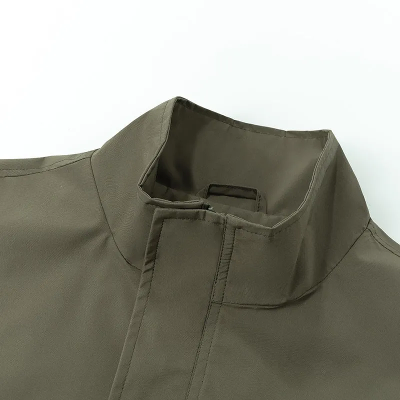 [Herren Oversize Utility Bomberjacke mit hohem Kragen und Rippbündchen Nord Taschen]