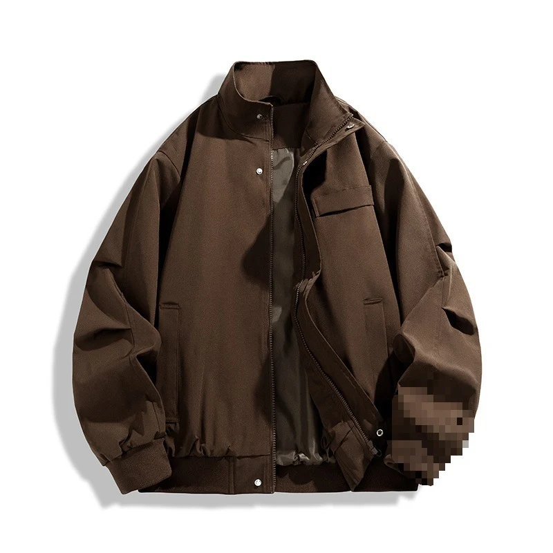 [Herren Oversize Utility Bomberjacke mit hohem Kragen und Rippbündchen Nord Taschen]