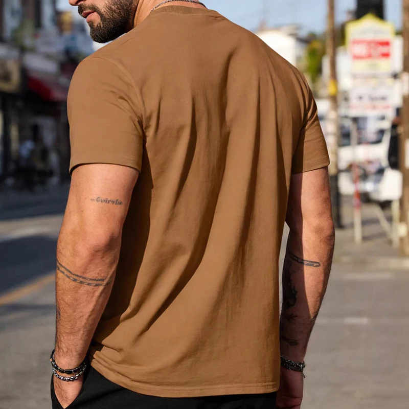 Herren körperbetontes hochwertiges Baumwollshirt mit Rundhalsausschnitt