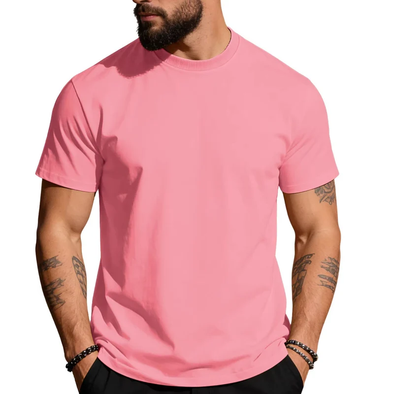 Herren körperbetontes hochwertiges Baumwollshirt mit Rundhalsausschnitt