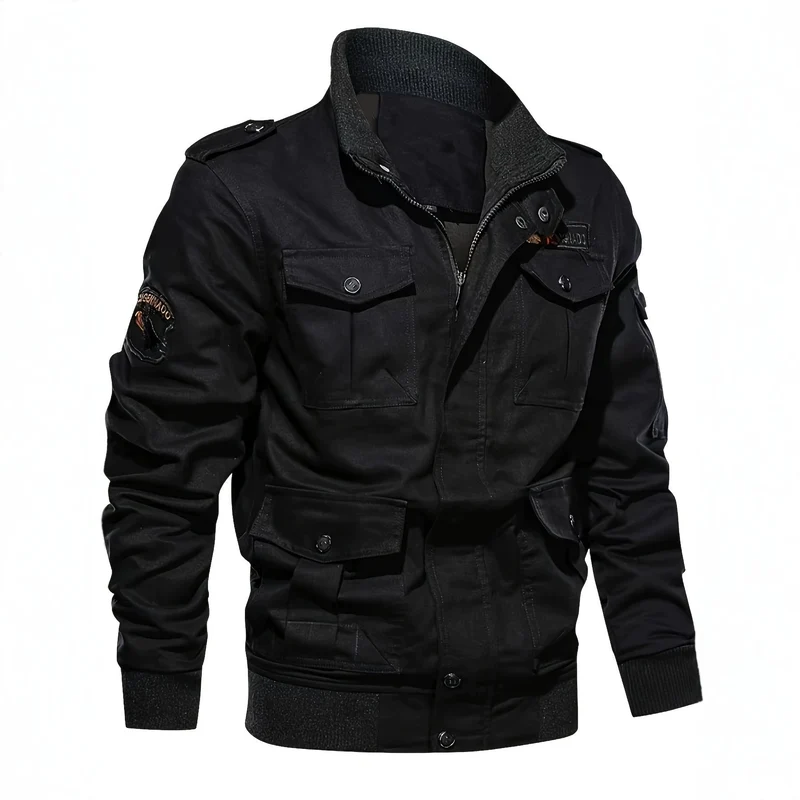Herren Fieldjacke im Military-Stil mit Mehrfach-Taschen und Strickkragen Nord Taschen