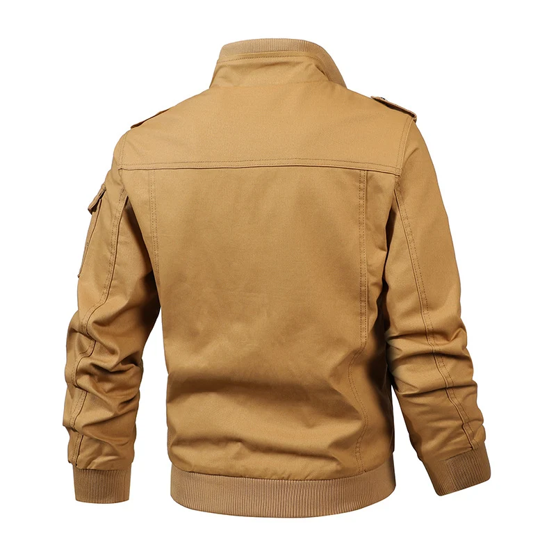 Herren Fieldjacke im Military-Stil mit Mehrfach-Taschen und Strickkragen Nord Taschen