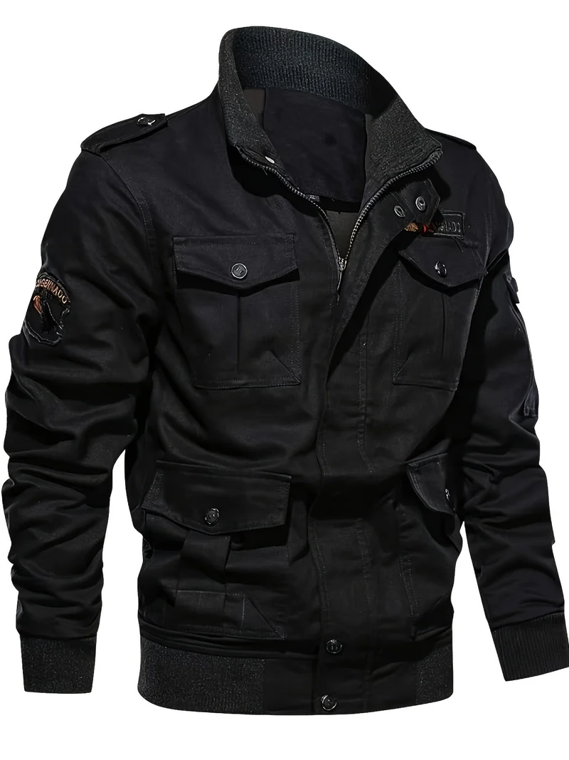 Herren Fieldjacke im Military-Stil mit Mehrfach-Taschen und Strickkragen Nord Taschen
