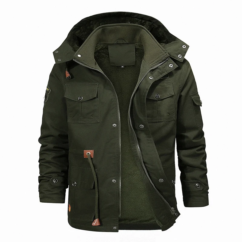 Herren Field-Parka mit Teddy-Innenfutter, verstellbarer Kapuze und Utility-Taschen Nord Taschen