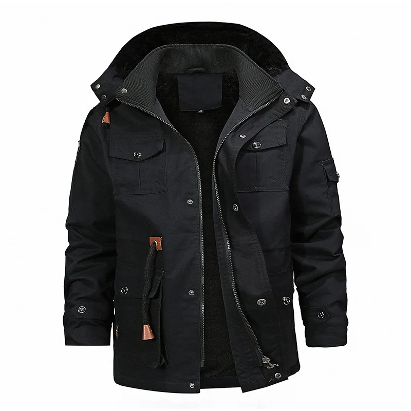 Herren Field-Parka mit Teddy-Innenfutter, verstellbarer Kapuze und Utility-Taschen Nord Taschen