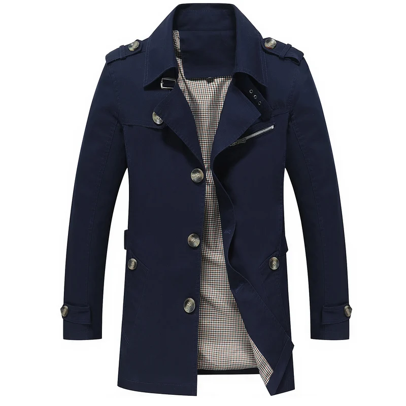 Herren Eleganter Field‑Trench mit tailliertem Schnitt, Schulterklappen und verstellbaren Manschetten Nord Taschen