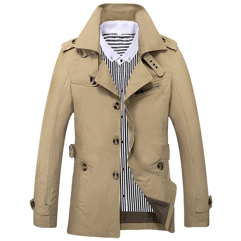 Herren Eleganter Field‑Trench mit tailliertem Schnitt, Schulterklappen und verstellbaren Manschetten Nord Taschen