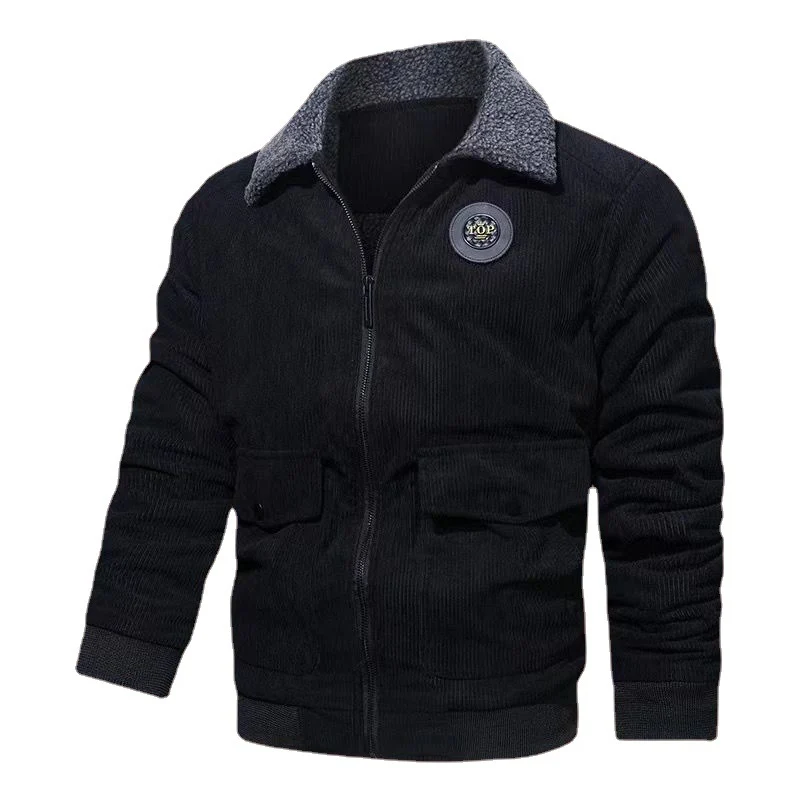 Herren Cord-Blouson mit Teddyfutter, Pattentaschen und Stehkragen Nord Taschen
