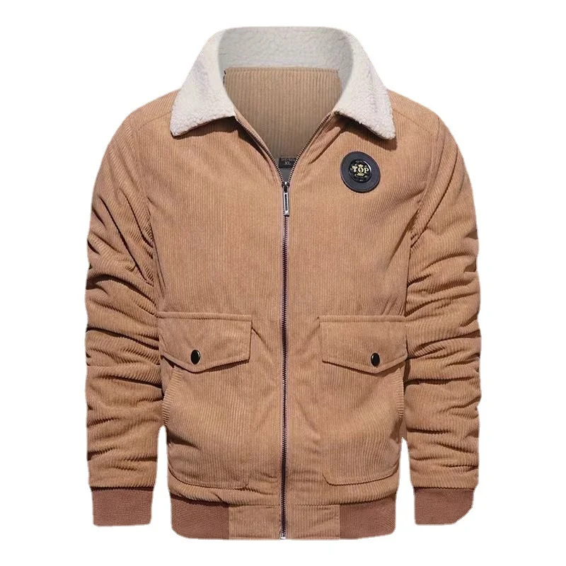 Herren Cord-Blouson mit Teddyfutter, Pattentaschen und Stehkragen Nord Taschen