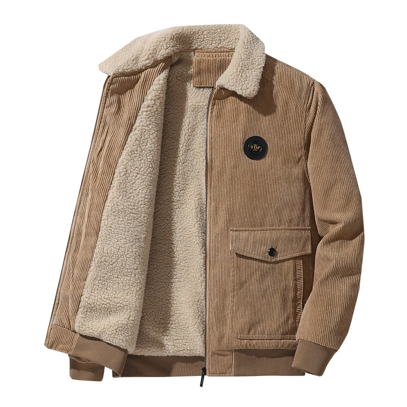 Herren Cord-Blouson mit Teddyfutter, Pattentaschen und Stehkragen Nord Taschen