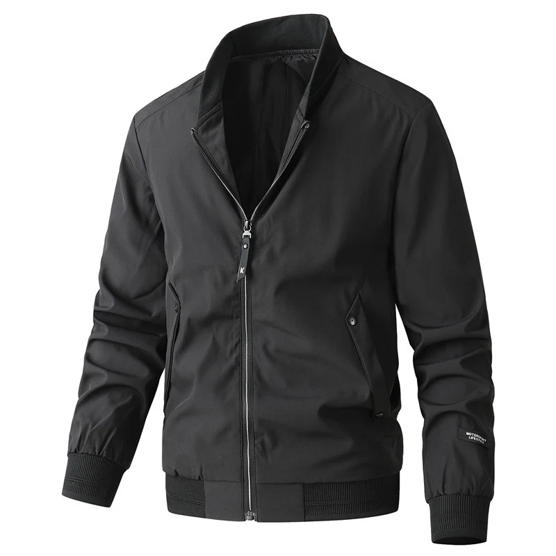 Herren Minimalistische Bomberjacke aus technischem Nylon mit Stehkragen und Rippbündchen Nord Taschen