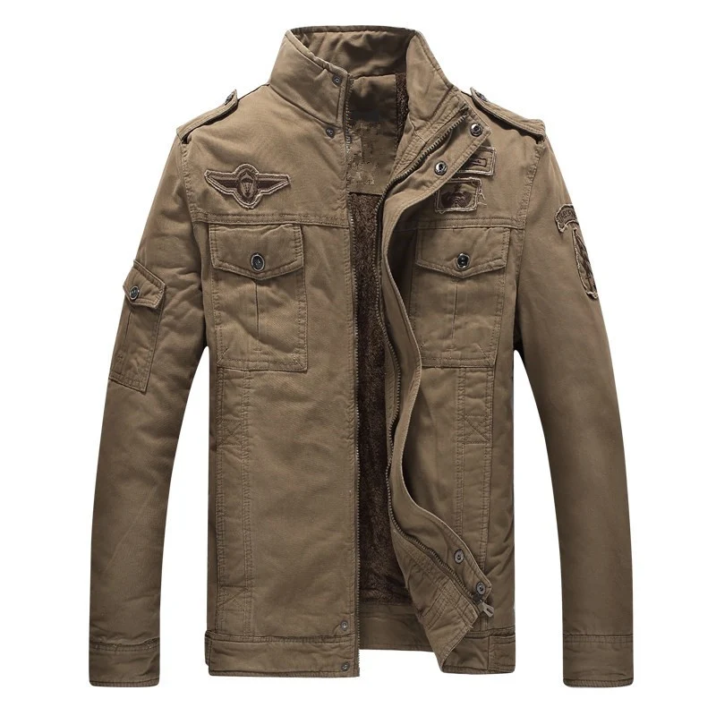 Herren Militärinspirierte Feldjacke mit Teddyfutter und Multifunktionstaschen Nord Taschen