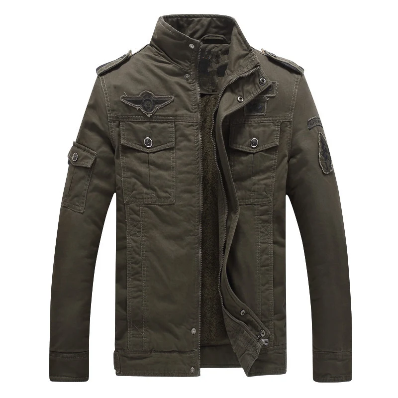 Herren Militärinspirierte Feldjacke mit Teddyfutter und Multifunktionstaschen Nord Taschen