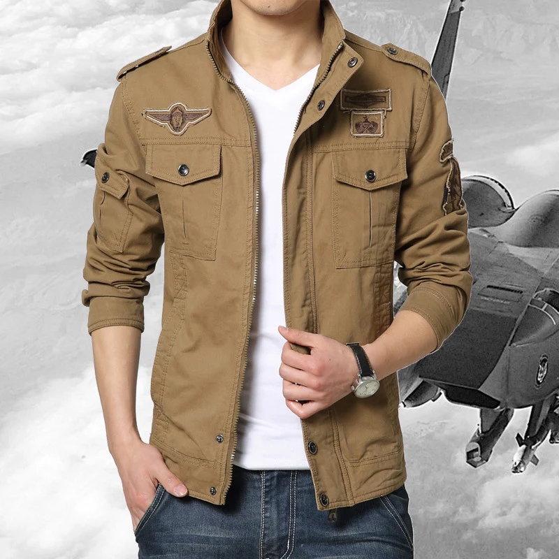 Herren Militärinspirierte Canvas-Fieldjacke mit Mehrfach-Taschen und Stehkragen Nord Taschen