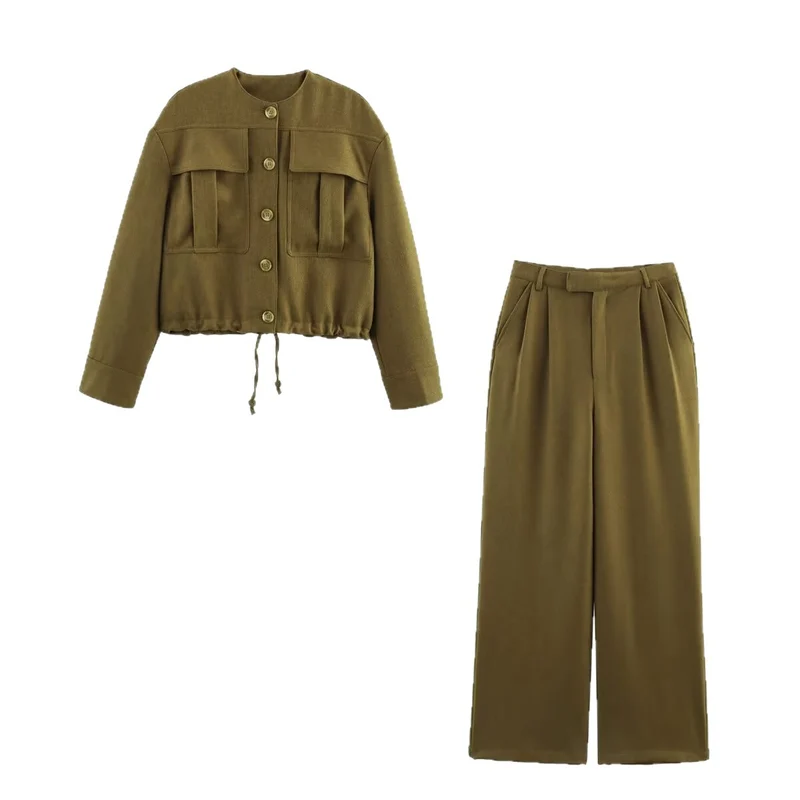 Damen Cropped Fieldjacke mit aufgesetzten Pattentaschen und Kordelzug Nord Taschen