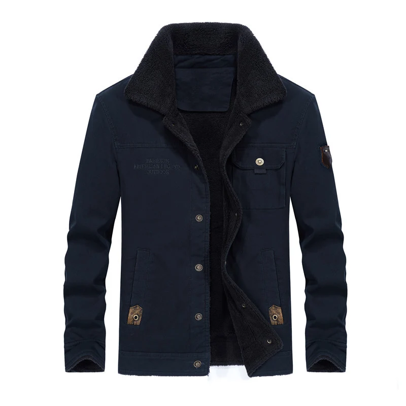 Herren Canvas-Workerjacke mit Teddyfutter, Hemdkragen und Brusttasche Nord Taschen