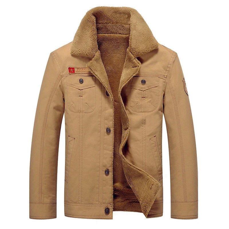 Herren Canvas-Truckerjacke mit Teddyfutter, hohem Umlegekragen und Utility-Taschen Nord Taschen