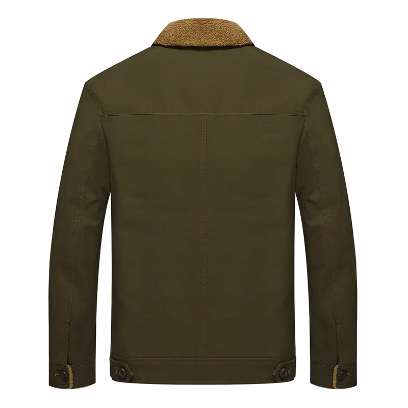 Herren Canvas-Truckerjacke mit Teddyfutter, hohem Umlegekragen und Utility-Taschen Nord Taschen
