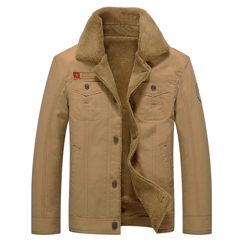 Herren Canvas-Truckerjacke mit Teddyfutter, hohem Umlegekragen und Utility-Taschen Nord Taschen
