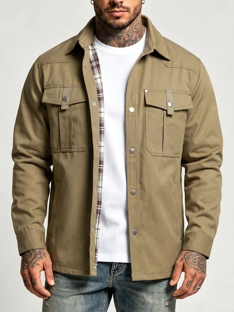 Herren Canvas-Hemdjacke Nord Taschen