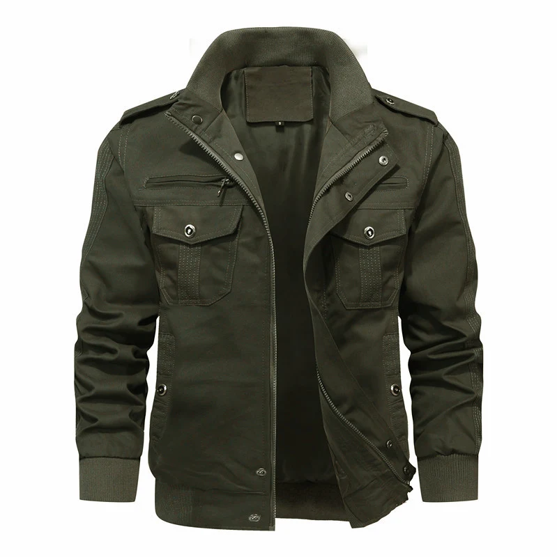 Herren Canvas-Fieldjacke mit Mehrfachtaschen, Stehkragen und Rippbündchen Nord Taschen