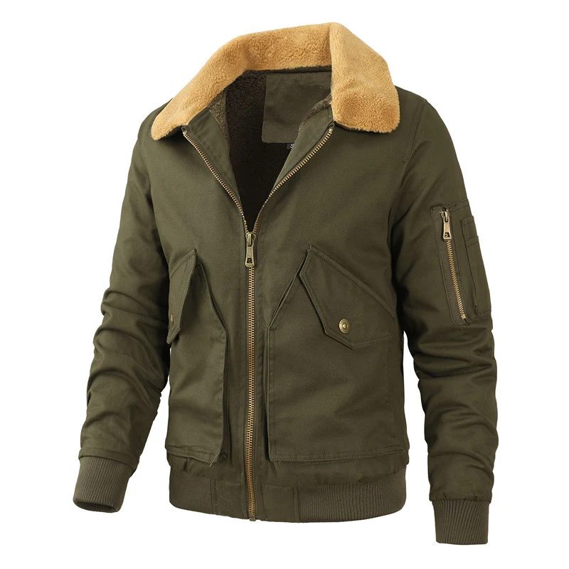Herren Canvas-Bomberjacke mit Teddykragen und aufgesetzten Pattentaschen Nord Taschen