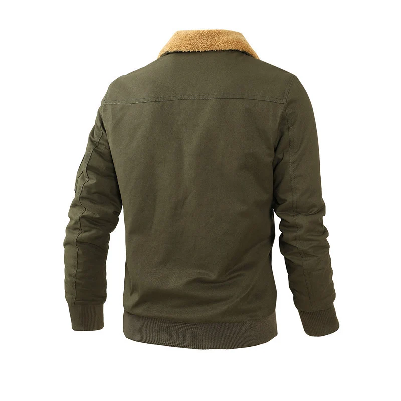 Herren Canvas-Bomberjacke mit Teddykragen und aufgesetzten Pattentaschen Nord Taschen